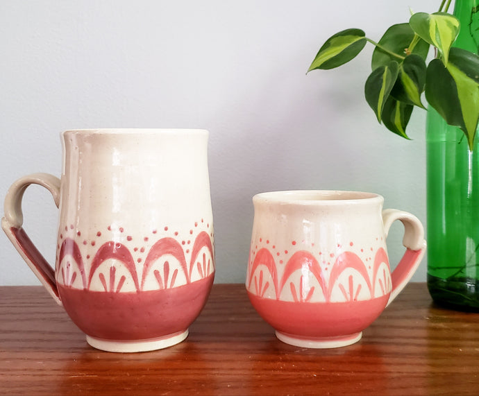 Pink Archways Pottery Mugs and Pathos Plants